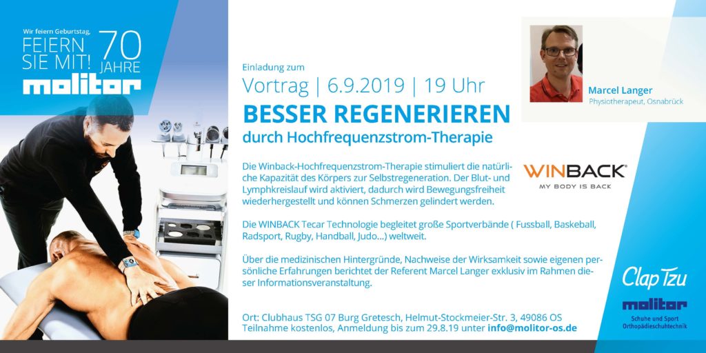 Flyer für den Vortrag "Besser regenerieren" von Marcel Langer am 6.9.2019
